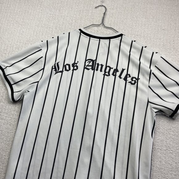 URBN IDNTY Baseball Jersey LA Los Angeles Button Up White / Black Striped Men S - Picture 16 of 16